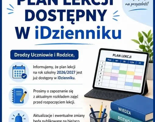 Plan lekcji na rok szkolny 2026/2027 już dostępny w iDzienniku