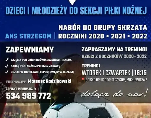 AKS Strzegom szuka młodych piłkarzy – nabór do grupy Skrzata