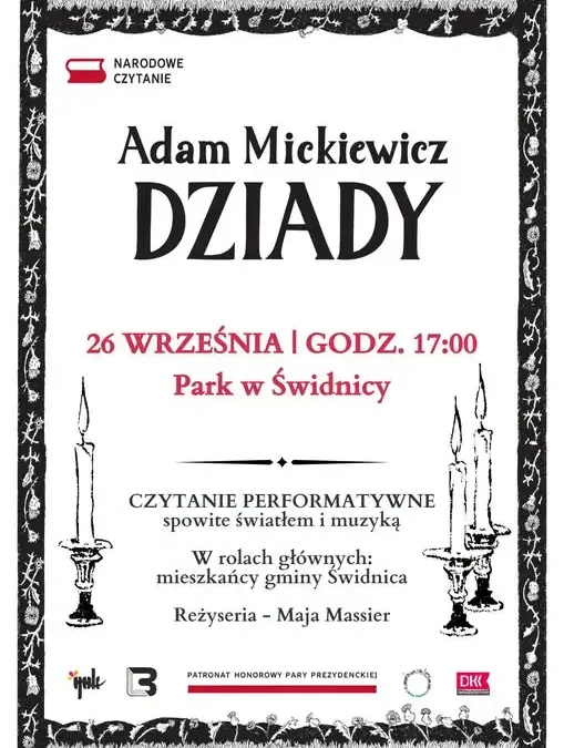 Narodowe Czytanie w Świdnicy: „Dziady” w plenerowej odsłonie z Guślarzem – Wójt Gminy