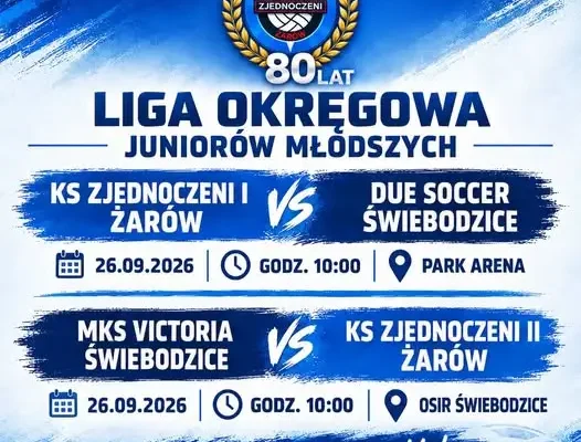 Juniorzy młodsi Zjednoczonych Żarów zagrają w sobotę ze Świebodzicami