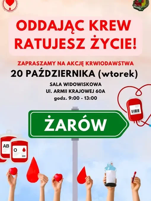 Żarów: Zbiórka krwi już 20 października – oddaj krew i uratuj życie