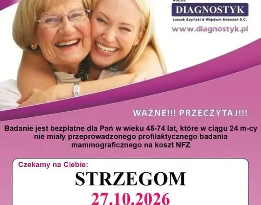 Bezpłatna mammografia w Strzegomiu – 27 października 2026