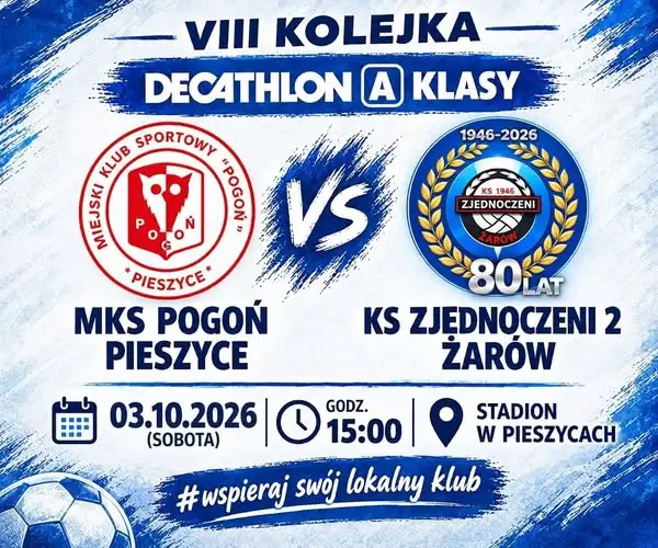 Zjednoczeni 2 Żarów zagrają w Pieszycach w VIII kolejce Decathlon klasy