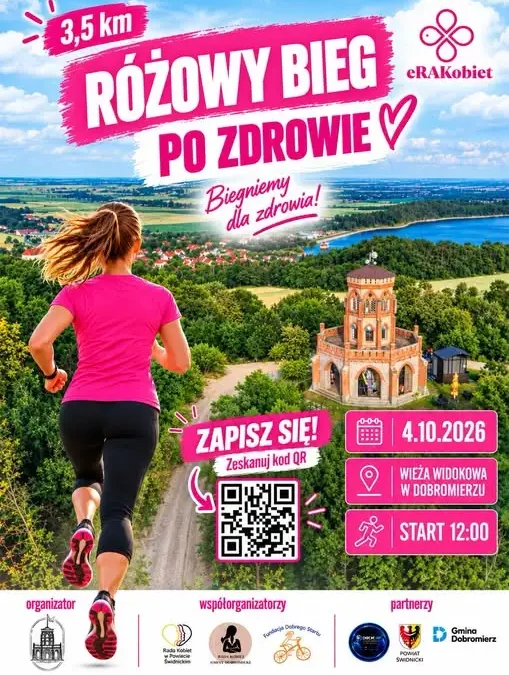 Różowy Bieg po Zdrowie w Dobromierzu – już w niedzielę przy Wieży Widokowej