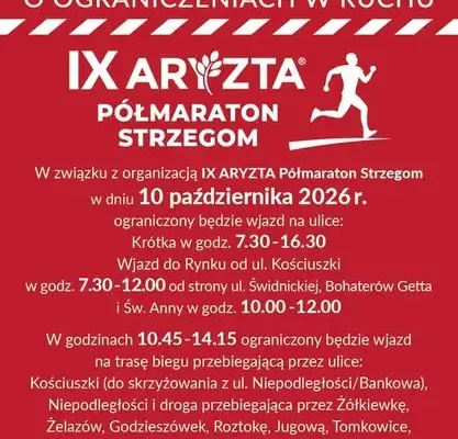 Półmaraton Strzegom 2026: utrudnienia w ruchu w sobotę 10 października