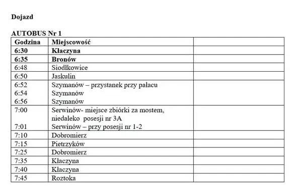 Zmiany w rozkładzie jazdy autobusów szkolnych w gminie Dobromierz