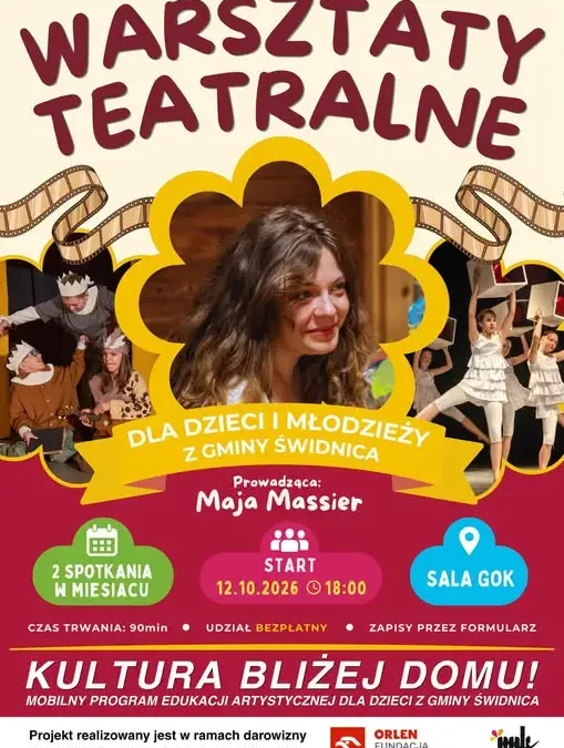 Warsztaty teatralne dla dzieci i młodzieży w Świdnicy – start już 12 października